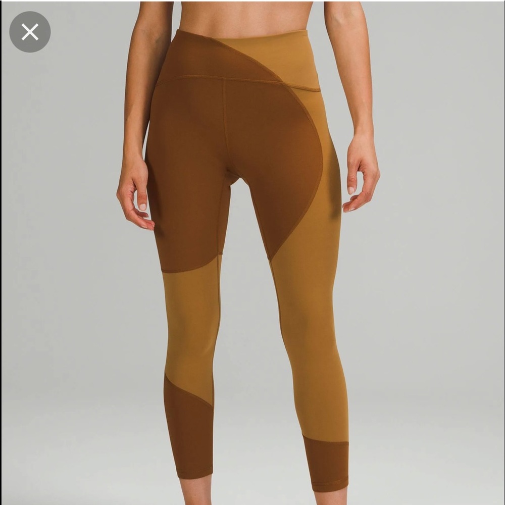 Lululemon Nulu color block tights 25” from Australia size 6 copper brown